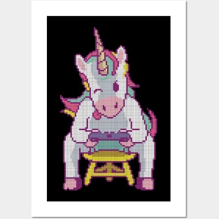 Pixel Gamer Unicorn - low-bit graphics - gift Posters and Art